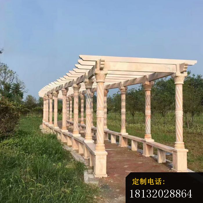 晚霞红走廊石雕，公园石雕长廊 (2)_700*700