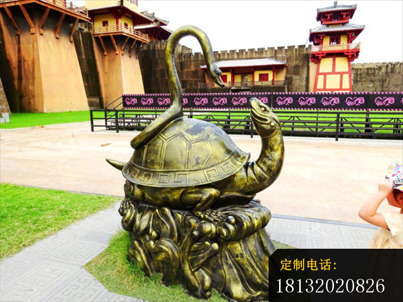 乌龟和蛇铜雕，公园景观铜雕_800*601