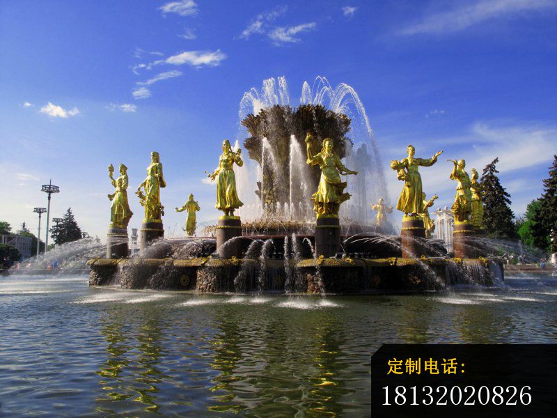 西方人物喷泉铜雕，广场景观铜雕_800*600