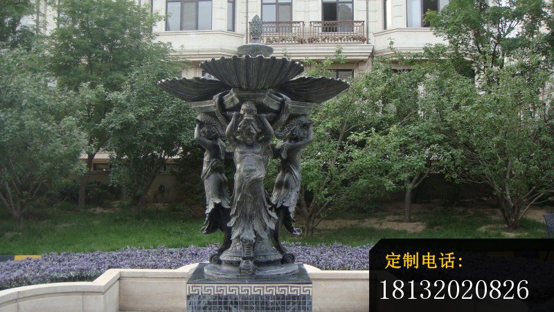 西方人物铜雕喷泉，公园景观铜雕_800*450