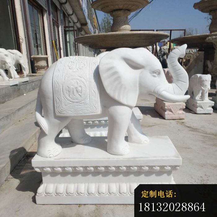 招财纳福大象石雕，汉白玉门口大象雕塑_700*700