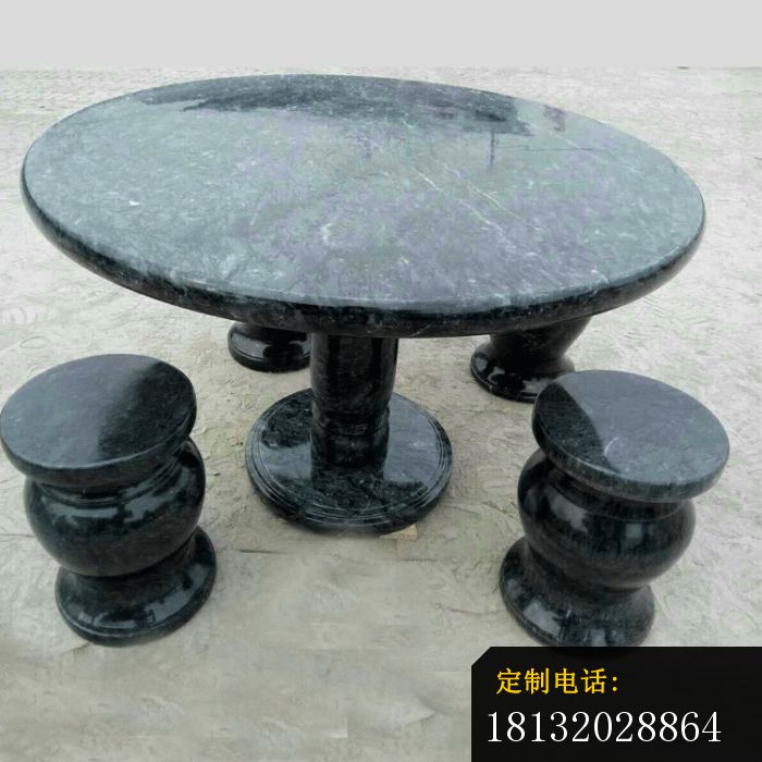 中国黑石材圆桌凳，公园石雕桌凳_700*700