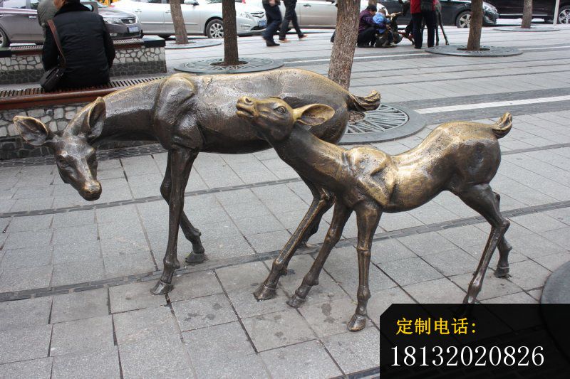 小鹿铜雕，公园动物铜雕 (2)_800*533
