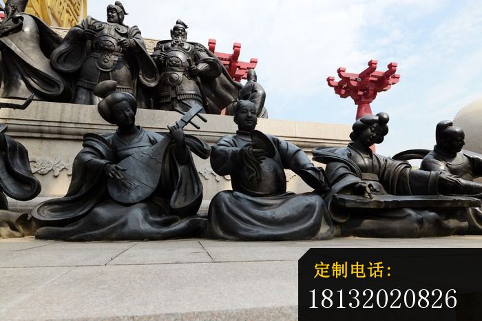 演奏的唐朝人物铜雕，广场景观铜雕_700*466