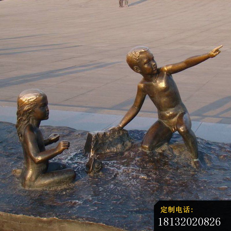 在河里洗澡的小孩铜雕广场景观铜雕_800*800