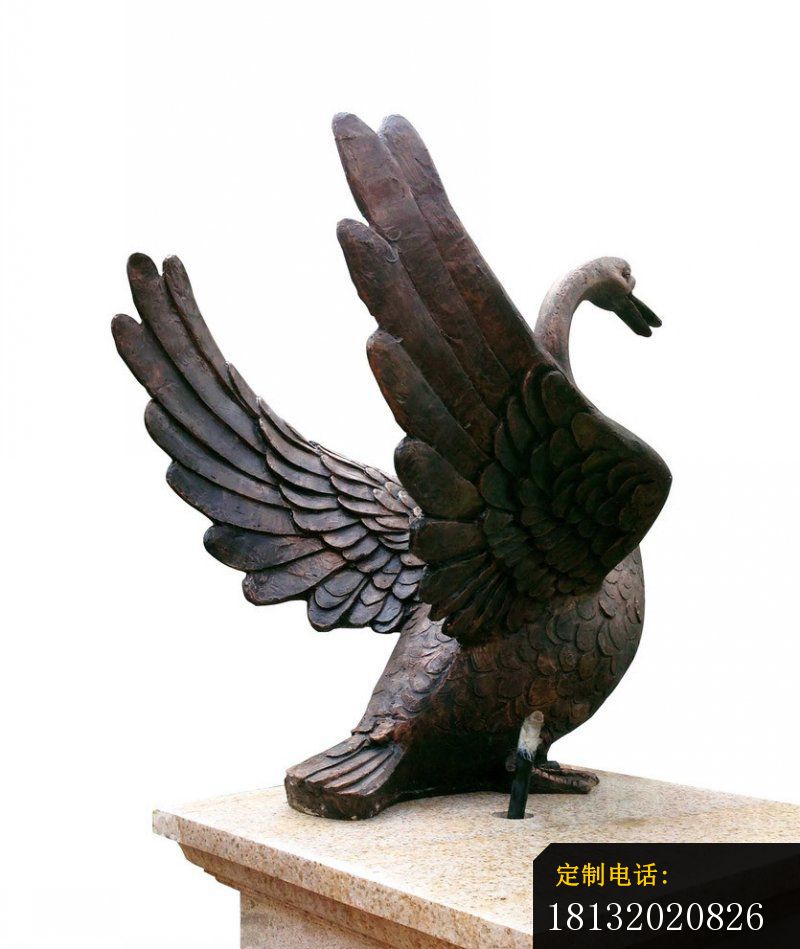 展翅的天鹅铜雕，公园动物铜雕_800*949