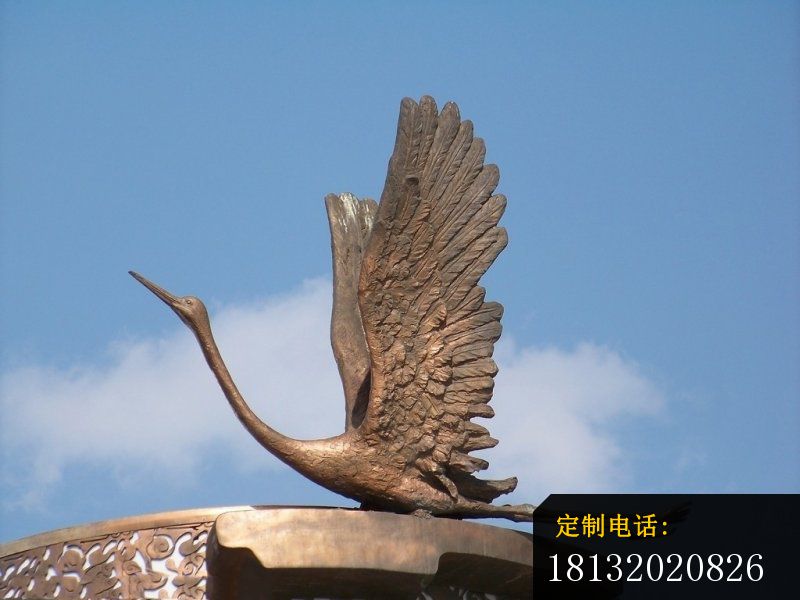 展翅高飞的仙鹤铜雕，动物铜雕_800*600