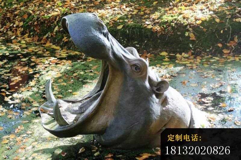 张嘴的河马铜雕，公园动物铜雕 (2)_800*533