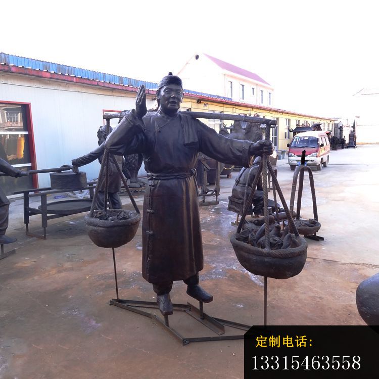 铜雕广场叫卖小品人物雕塑_750*750