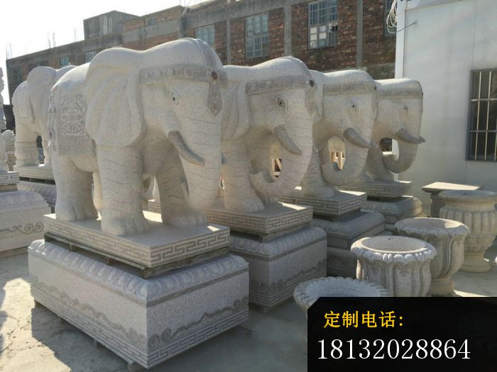 大理石缅甸大象公园景观石雕 (2)_700*525