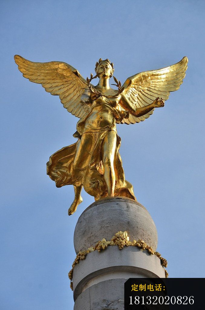 拿着橄榄枝的天使铜雕，广场景观铜雕_678*1024