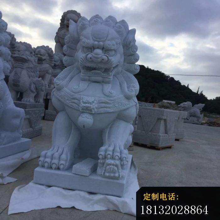 大理石狮子寺庙景观雕塑 (2)_700*700