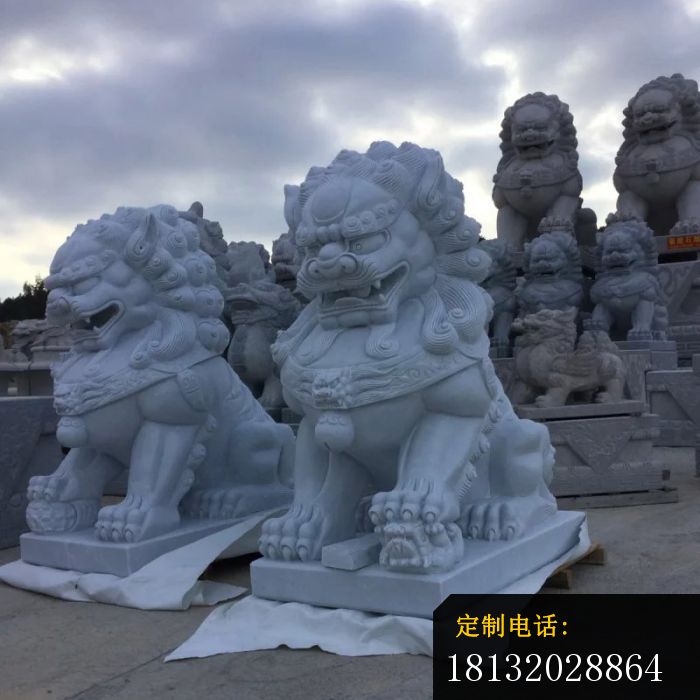 大理石狮子寺庙景观雕塑 (3)_700*700