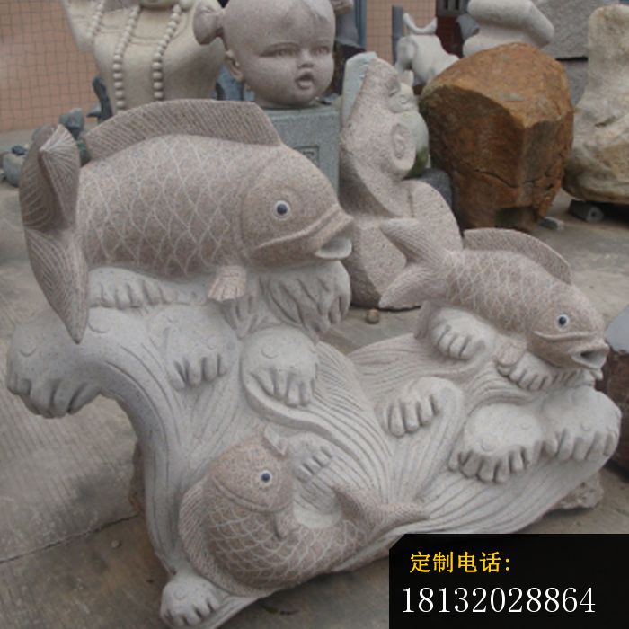 大理石鱼喷泉公园景观雕塑 (1)_700*700