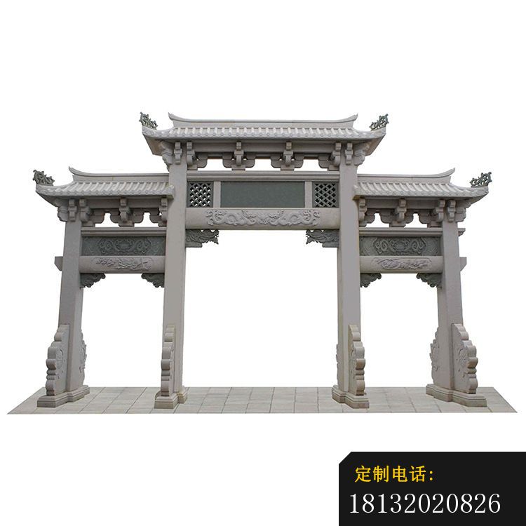 大理石牌坊三门牌坊石雕 (2)_750*750
