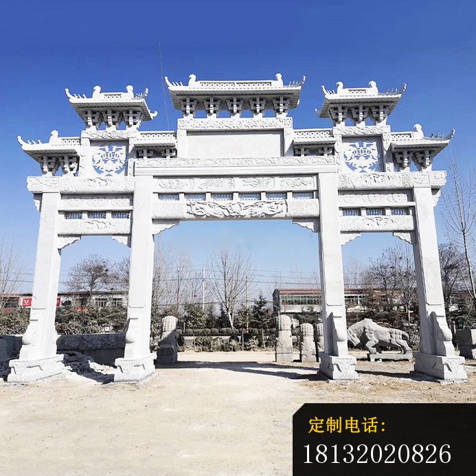 大理石牌坊三门五楼石牌坊 (4)_693*693