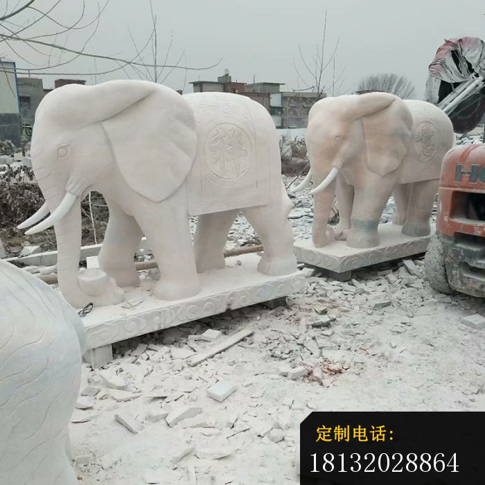 公园动物雕塑大理石大象 (4)_700*700