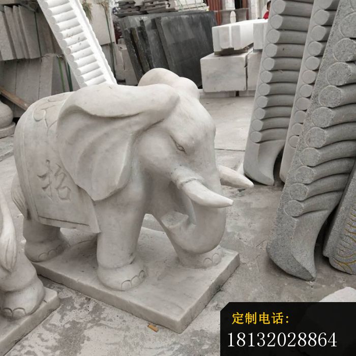 公园动物雕塑大理石大象 (2)_700*700