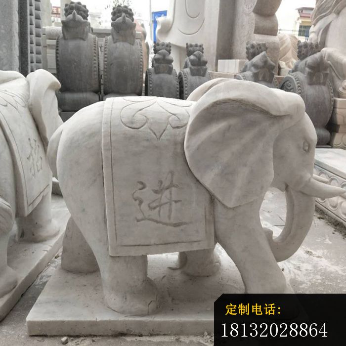 公园动物雕塑大理石大象 (3)_700*700