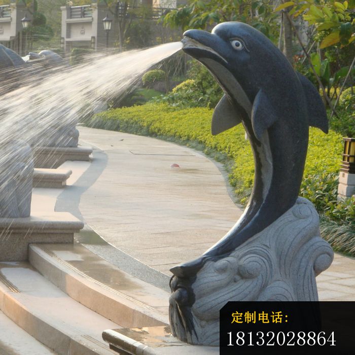 海豚喷泉石雕公园景观雕塑_700*700