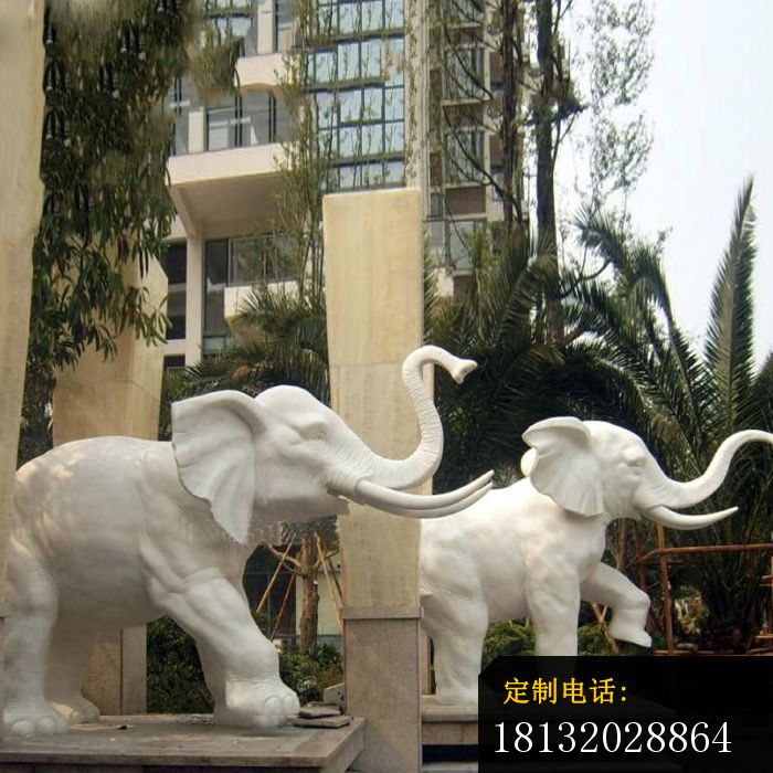 汉白玉大象雕塑小区景观石雕_700*700