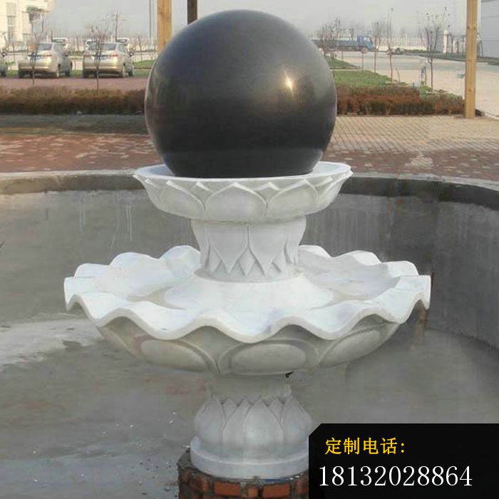 汉白玉风水球喷泉公园景观石雕 (2)_700*700