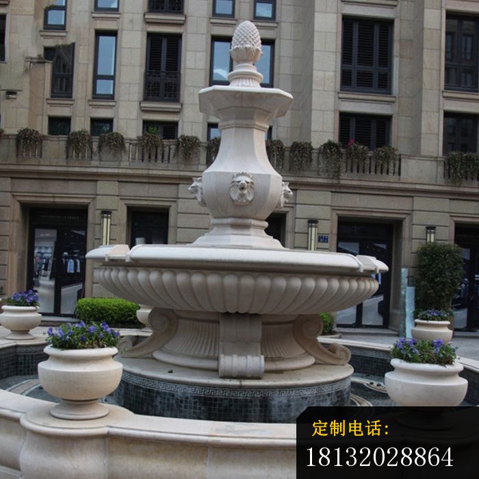 汉白玉喷泉雕塑别墅景观石雕_700*699