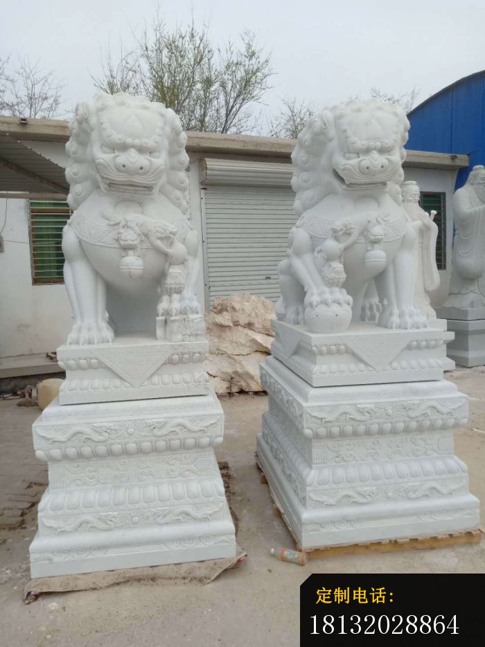 汉白玉狮子雕塑寺庙动物石雕_700*933