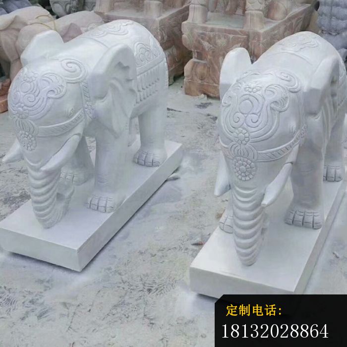 汉白玉招财大象公园动物石雕 (2)_700*700