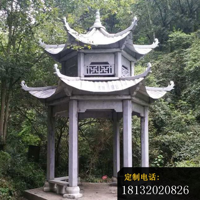 仿古石凉亭园林景观石雕_646*646