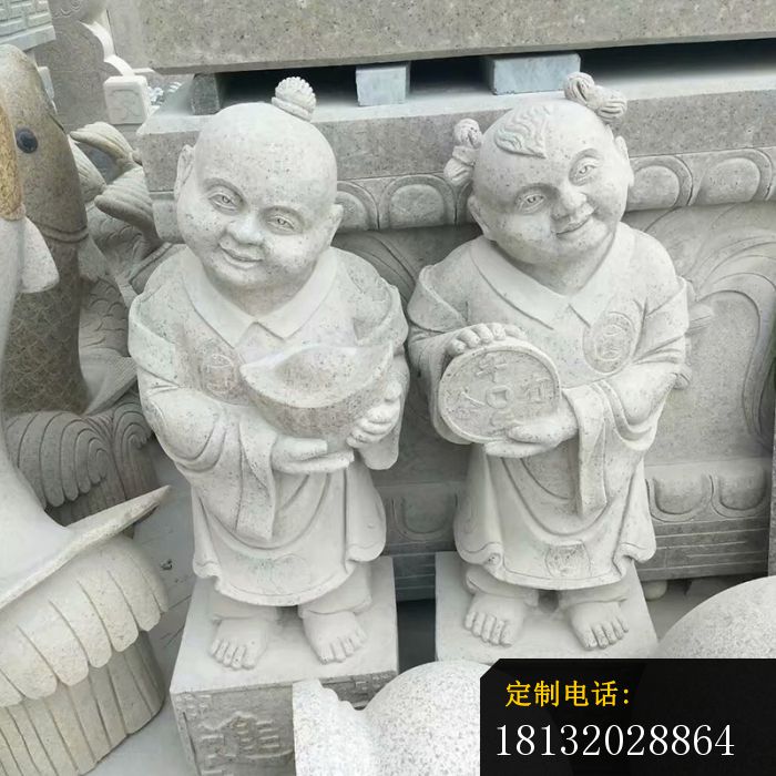 年年有余石雕福娃雕塑_700*700