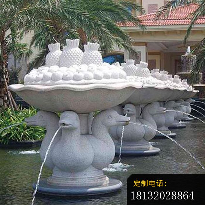 天鹅喷泉石雕别墅景观雕塑_700*700