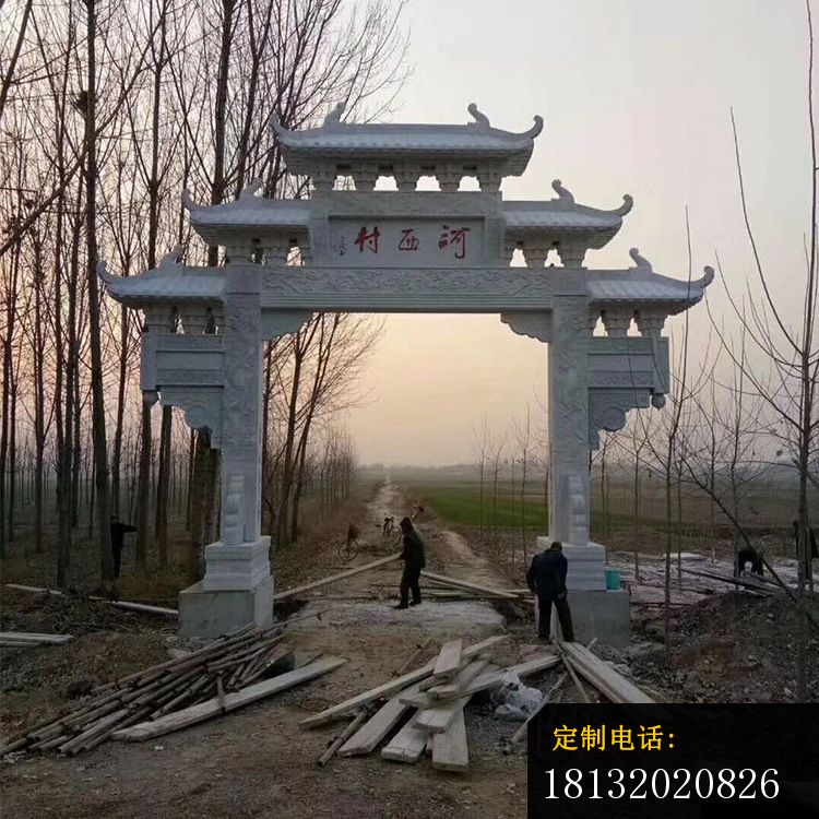 河西村石牌坊单门牌坊石雕_750*750