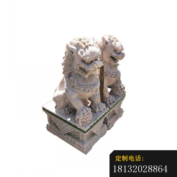 晚霞红狮子石雕企业景观雕塑_700*700