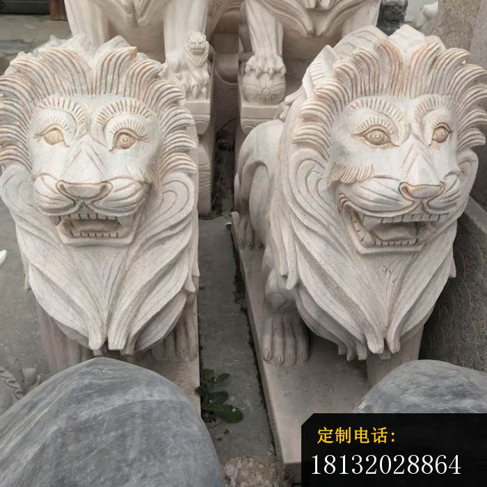 晚霞红石雕西洋狮欧式石狮子 (2)_700*700