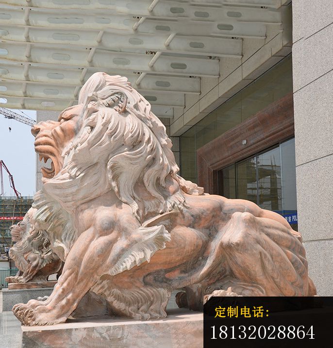晚霞红西洋狮雕塑欧式石狮子_686*716