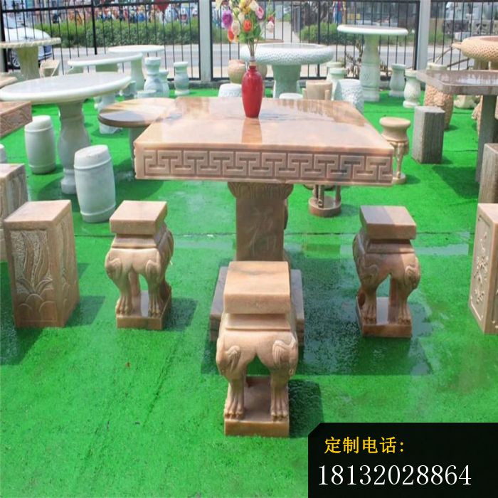 晚霞红桌子石雕园林景观雕塑 (3)_700*700