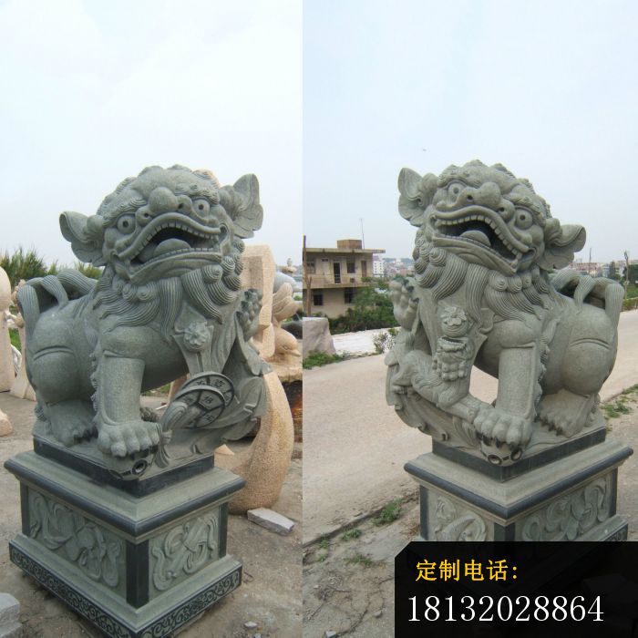 舞狮石雕寺庙景观雕塑 (1)_700*700