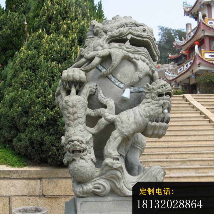 舞狮石雕寺庙景观雕塑 (2)_700*700