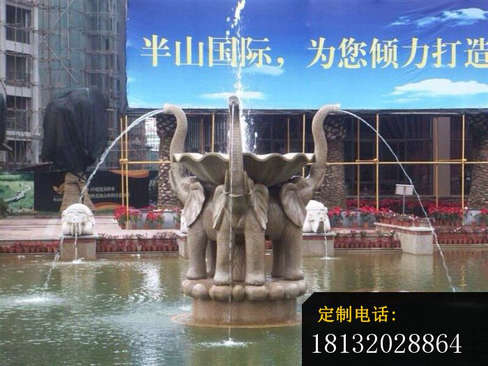 小象喷泉石雕企业景观雕塑_700*525