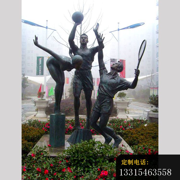 铜雕广场打球运动雕塑_750*750