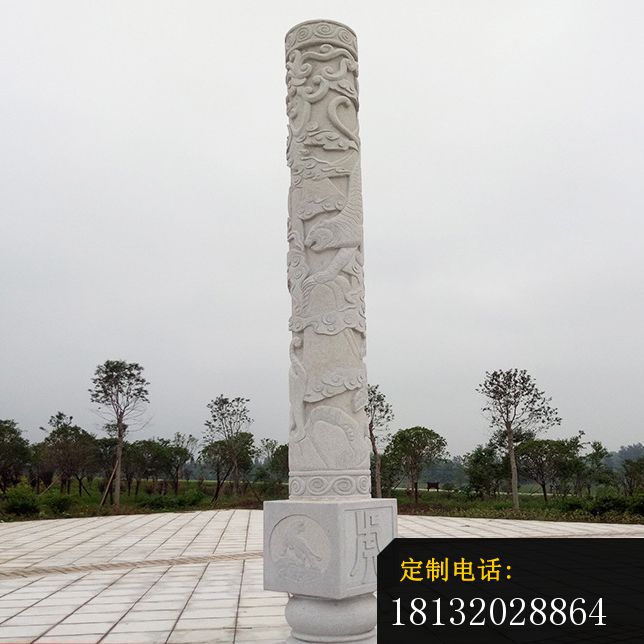 大理石12生肖龙柱广场景观石雕 (2)_644*644