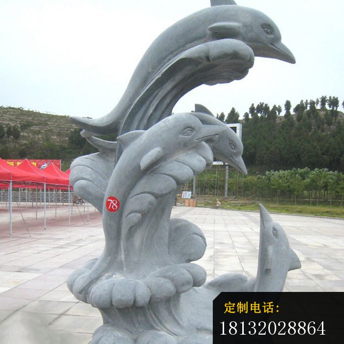 大理石海豚公园景观石雕_700*700