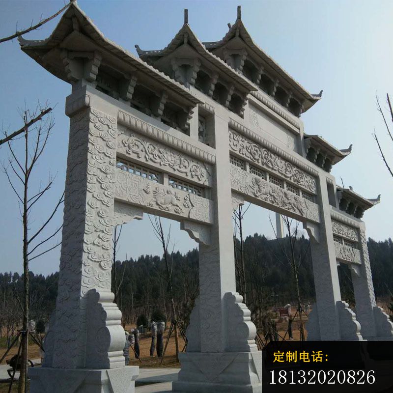 三门牌坊石雕仿古景观石雕_800*800