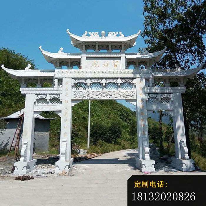 圣姑殿石牌坊三门五楼牌坊石雕_700*700