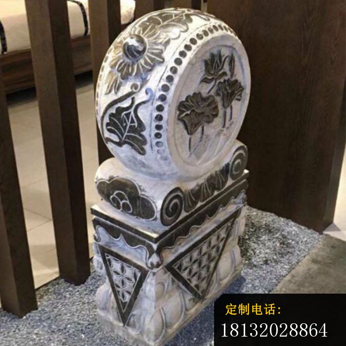 仿古浮雕型抱鼓石庭院景观石雕 (6)_700*700