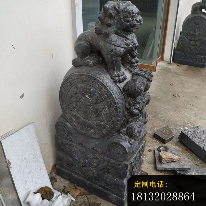 仿古浮雕型抱鼓石庭院景观石雕 (8)_700*700