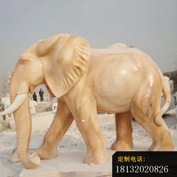 晚霞红大象石雕公园动物摆件_729*729