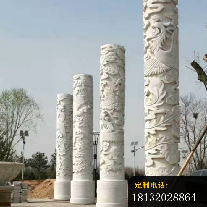 凤凰石浮雕柱子广场景观石雕 (1)_700*700