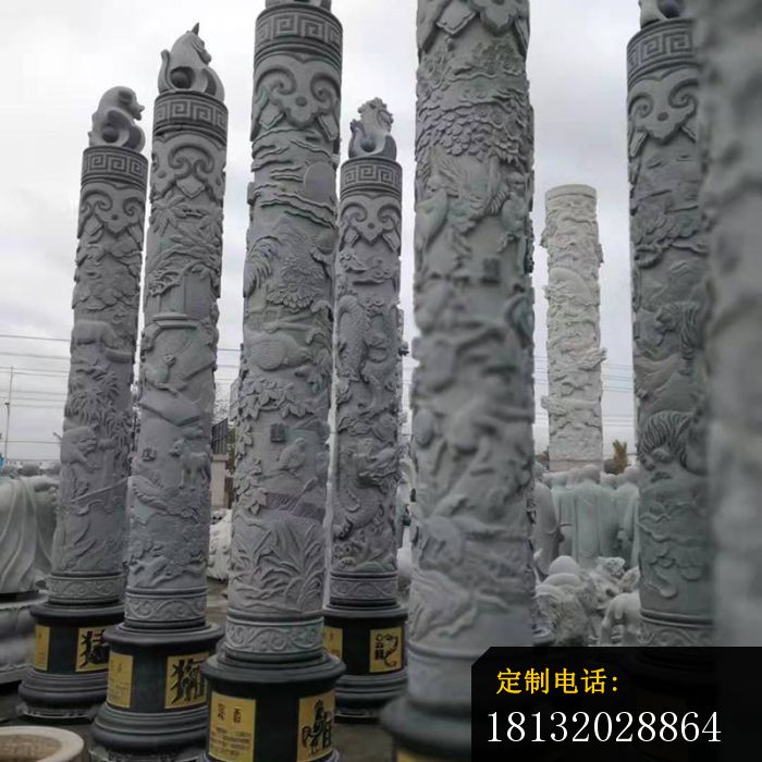 广场景观石雕12生肖石柱_700*700